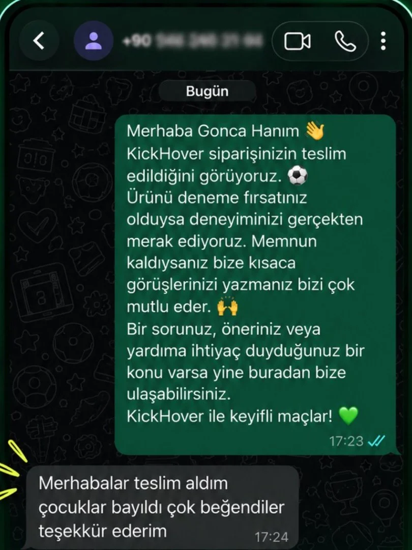 Müşteri mesajı: Teslim aldım, çocuklar bayıldı, çok beğendiler, teşekkür ederim
