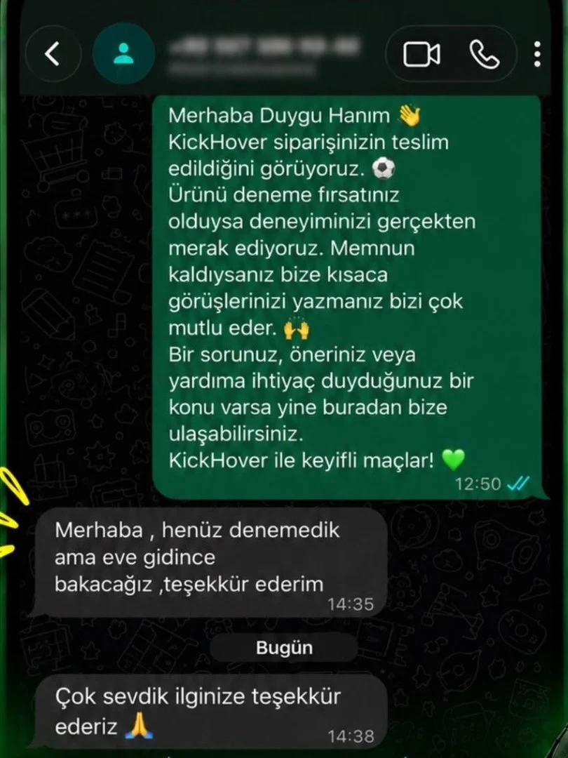 Müşteri mesajı: Çok sevdik, ilginize teşekkür ederiz